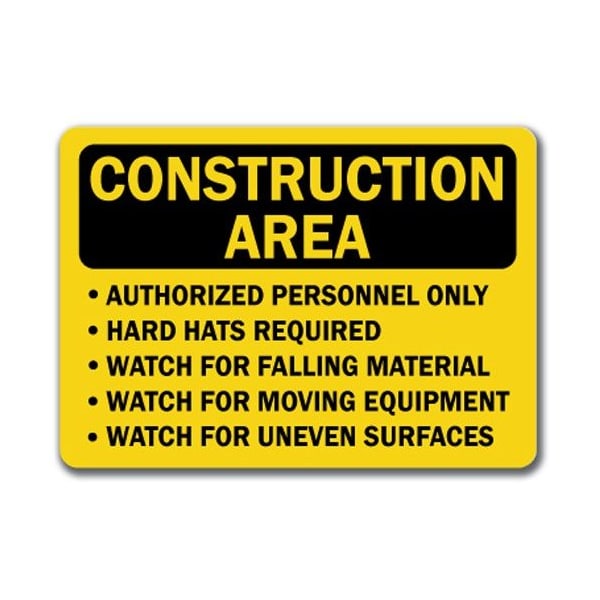 Signmission Construction Area-Hard Hats Required Watch. 10in x 14in OSHA, MISC-Authorized Personnel Hats MISC-Authorized Personnel Hats - main